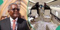 Dangote and the inside of his jet