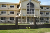 Front view of the Korle-Bu Teaching Hospital in Accra