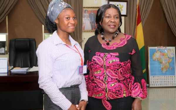 Sanitation Minister Cecilia Abena Dapaah with Rahinatu Abdul Bach