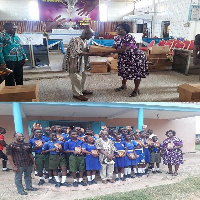 Rev. Nyakotey in a group photograph with the students