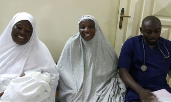 Hajia Hasiyatu Rufai (M) delivered her baby on Wednesday