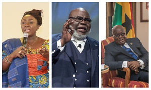 Combination photo (L-R) Dzifa Gomashie, TD Jakes and Akufo-Addo