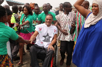 File photo: Flagbearer of the CPP, Ivor Greenstreet mobbed by supporters