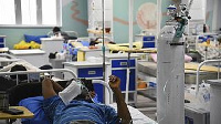 A patient on oxygen at a hospital