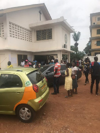 Residents who have gone to register for their Ghana Card at the centre