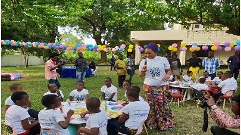 Samira Bawumia spent the day reading with some pupils from selected schools in Accra