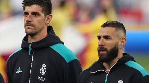 Courtois and Karim Benzema