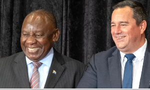 President Cyril Ramaphosa (L) and John Steenhuisen (R) agreed to form a coalition government