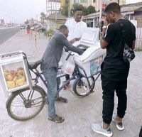 Sharaf Mahama was seen buying Fanyogo in town