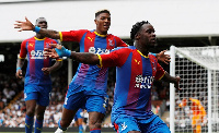 Ghanaian international, Jeffrey Schlupp in a goal celebration with his teammates