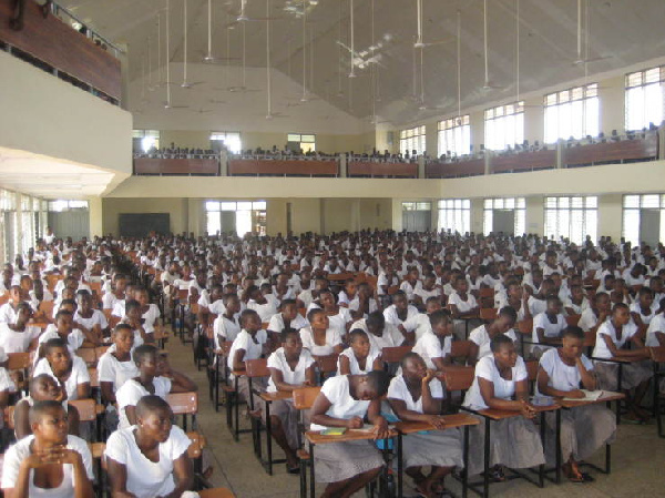 File photo: Senior High School students gathered in an assembly hall