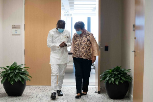 IMF boss Kristalina Georgieva (right) with Finance Minister Ken Ofori-Atta (left)