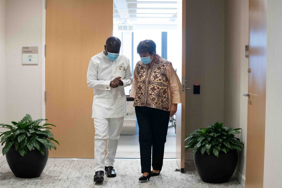 IMF boss Kristalina Georgieva (right) with Finance Minister Ken Ofori-Atta (left)