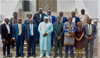 President Adama Barrow (4th left) with the KNUST delegation and some Gambian official