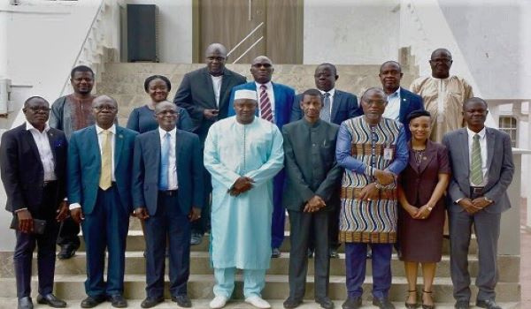 President Adama Barrow (4th left) with the KNUST delegation and some Gambian official