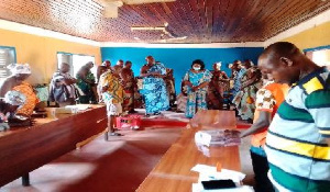 Lucy Acheampong, Tain District Chief Executive and members of the Traditional council