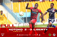 Kwame Poku scored a brace in Asante Kotoko's 2-0 win over Liberty Professionals