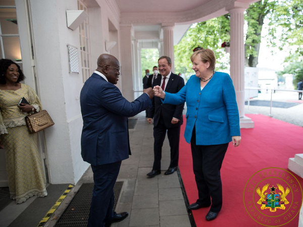 President Nana Akufo-Addo exchanging pleasantries with German Chancellor, Angela Merkel