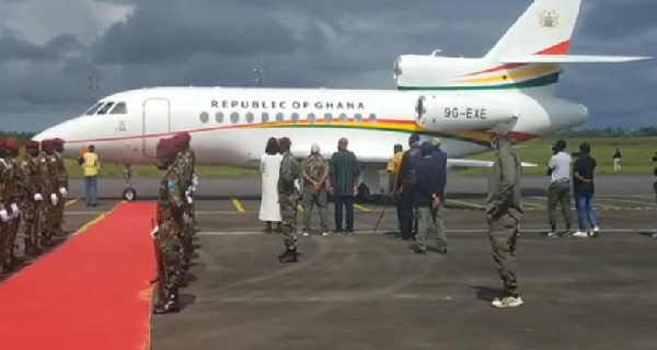 The presidential jet on tarmac in Liberia after use by President George Weah