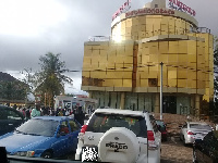 The scene at the Menzgold office at Dzorwulu in Accra Friday morning