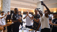 Bernard Mensah's teammates celebrated with him via a live call