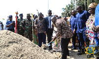 Akufo-Addo cutting sod for the construction of a Forward Operating Base in Ezilinbo