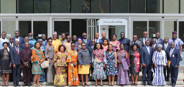 Shirley Ayorkor Botchwey with the newly appointed ambassadors and high commissioners