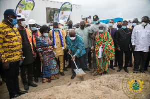 President Akufo-Addo cutting the sod