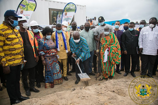 President Akufo-Addo cutting the sod