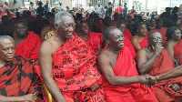 President John Kufuor with some of his siblings at the funeral of their late brother, Prof. Francis