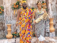 Ato, son of Hawa Koomson, with his bride, Jasmine