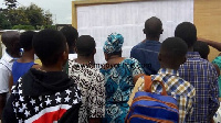 Parents and guardians checking names of wards placed for schools in the first batch of double track