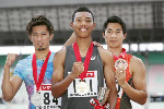 Ghanaian born Abdul Hakim Sani Brown (middle) will compete in the 4x100 race
