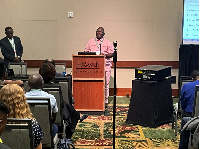 Prof. Martin Oteng-Ababio speaking at an event