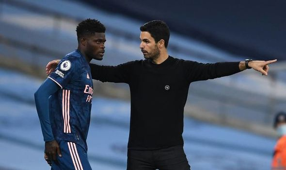 Thomas Partey and Mikel Arteta