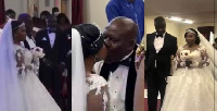 Veteran actress Kyeiwaa and husband at their white wedding