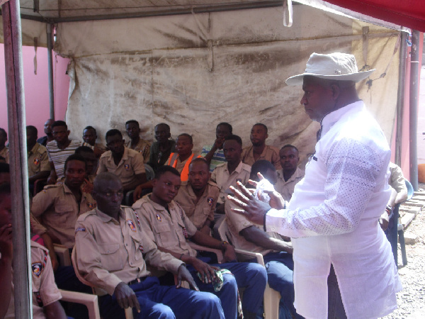 The security guards being taking through the orientation exercise