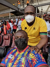 Sam George (in Hearts of Oak jersey) and Omane Boamah, forrmer Communications Minister