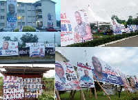 Some campaign billboards and posters displayed in Koforidua township