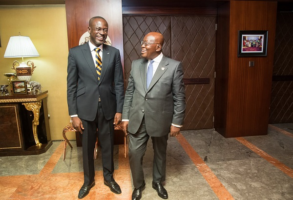 Presidential spokesman Eugene Arhin with Nana Akufo-Addo