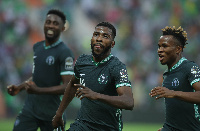 Kelechi Iheanacho(center), Wilfred Ndidi(L) and Samuel Chukwueze(R)