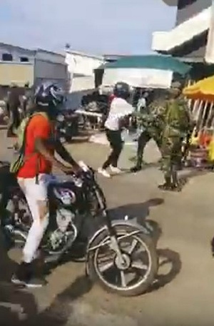 Scene from the clash between soldiers and policemen