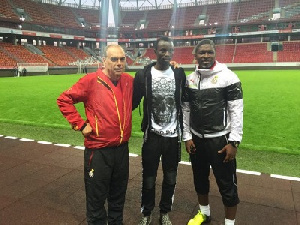 Black Stars head coach, Avram Grant with Konadu and Rabiu Mohammed