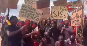 Some of the protesters on the streets of Offinso