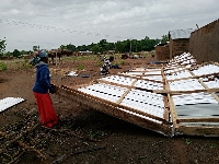 One of the collapsed buildings