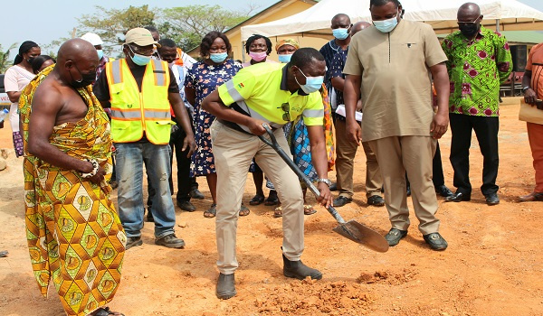 Sod cutting for the construction of two KG blocks