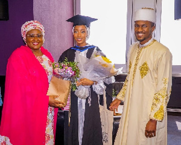 Nigeria's First Lady , Aisha Buhari with her daughter-in-law Zahra