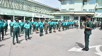 Comptroller-General of Immigration, Mr. Kwame Asuah Takyi briefing the personnel