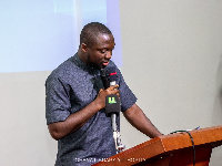 The Chief Executive Officer of GhLA,Hayford Siaw, speaking at the launch