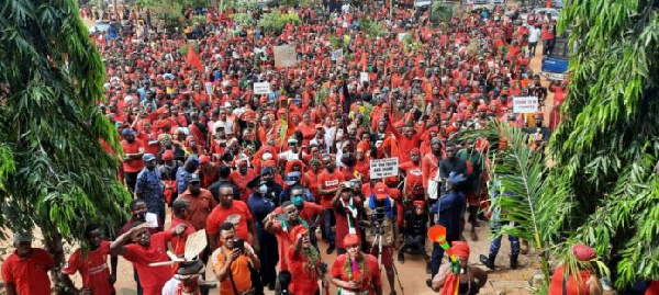 Scores of supporters of the National Democratic Congress massed up at the Electoral Commission